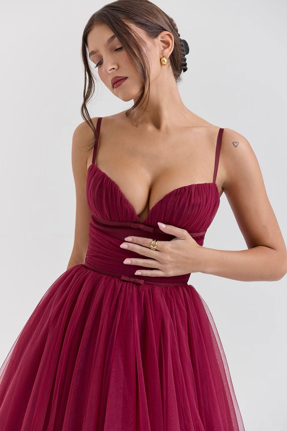 CB Valent Burgundy Midi Gown