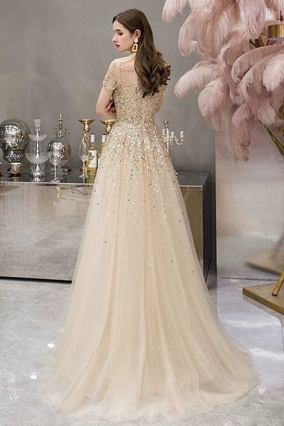 GH Deme Crystal Gold Gown