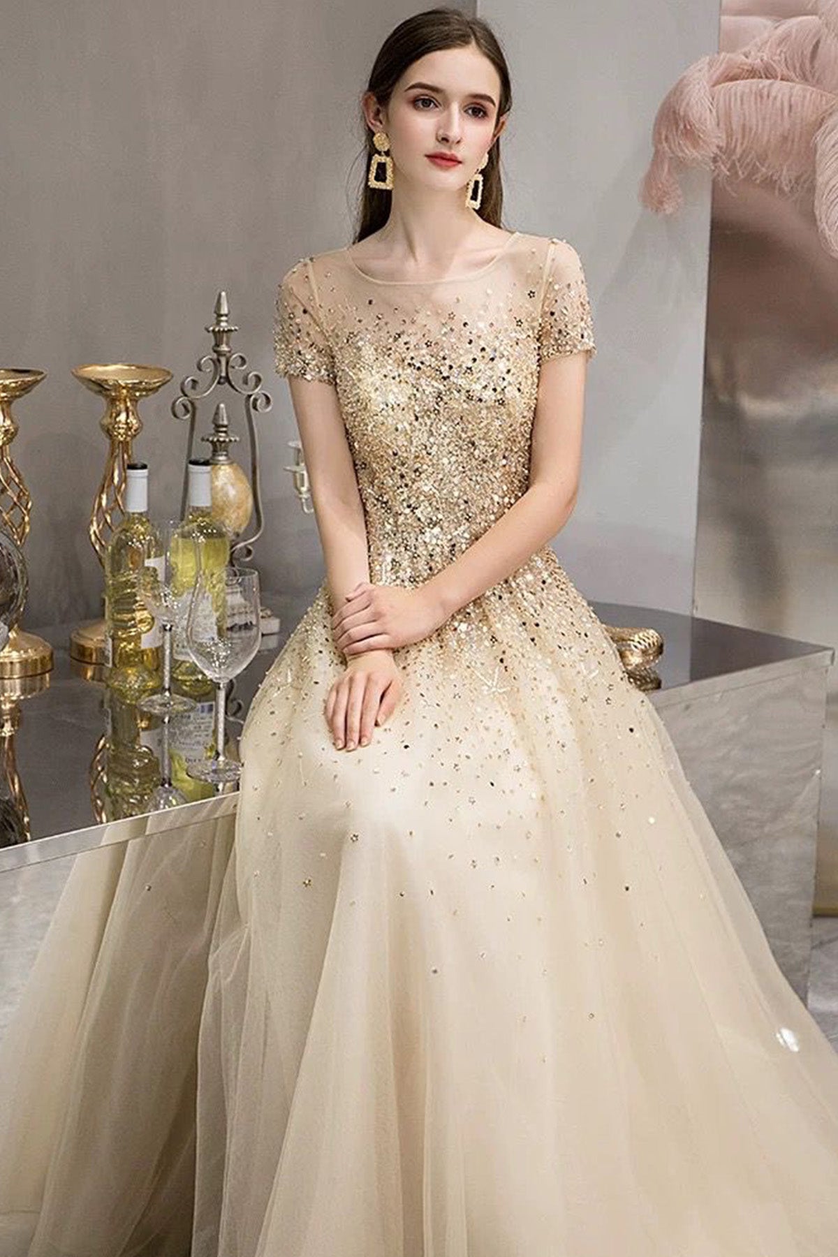 GH Deme Crystal Gold Gown