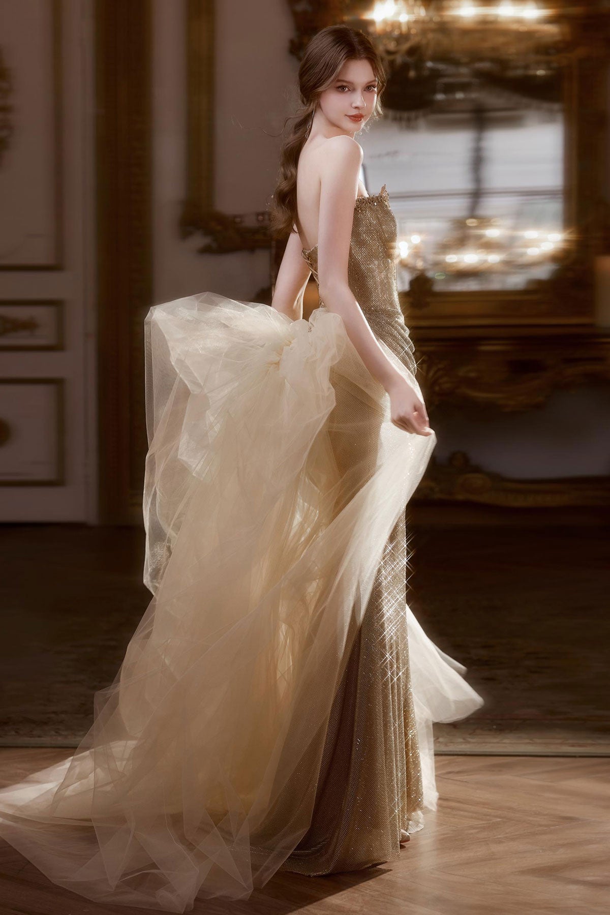 SS Sarah Stone Gold Detachable Gown