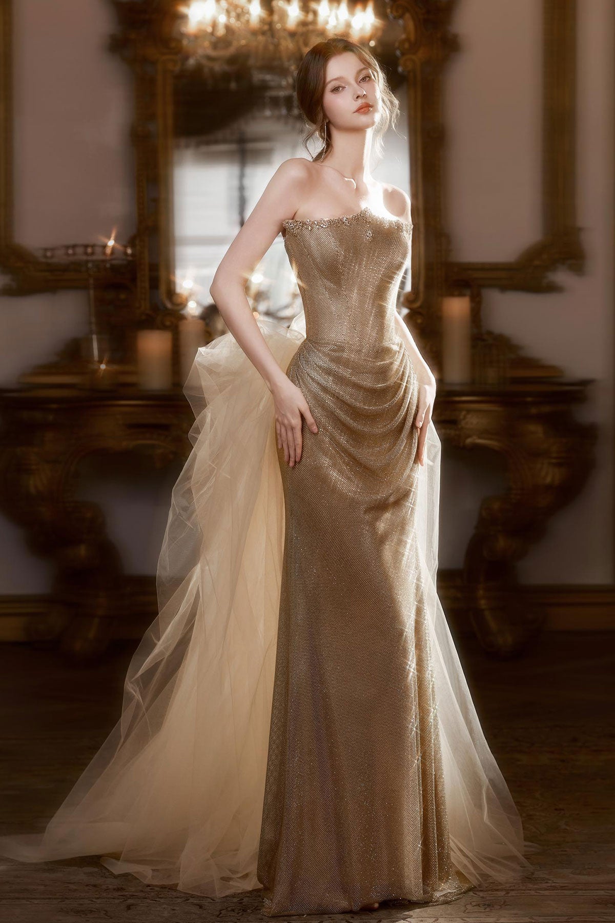SS Sarah Stone Gold Detachable Gown