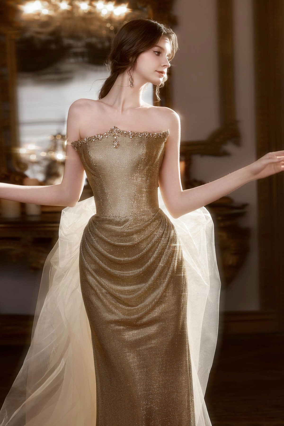 SS Sarah Stone Gold Detachable Gown
