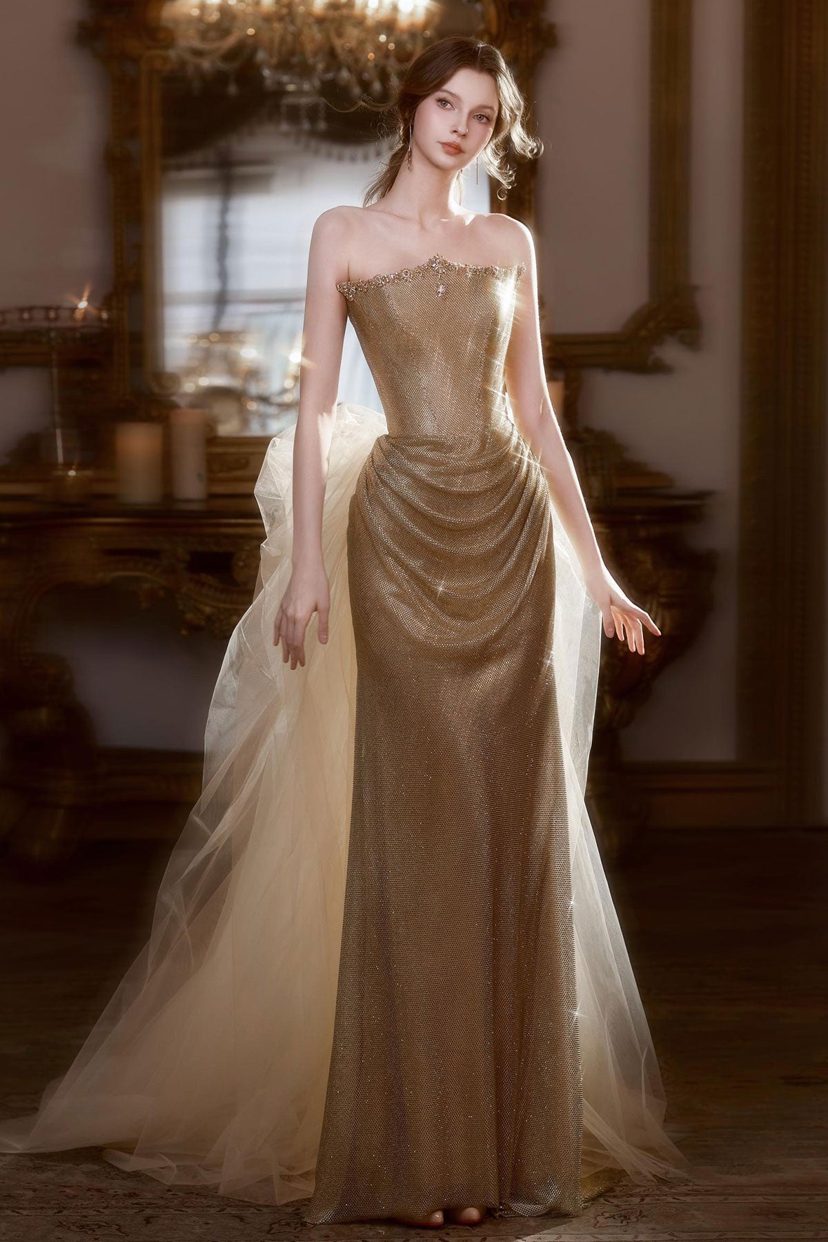 SS Sarah Stone Gold Detachable Gown