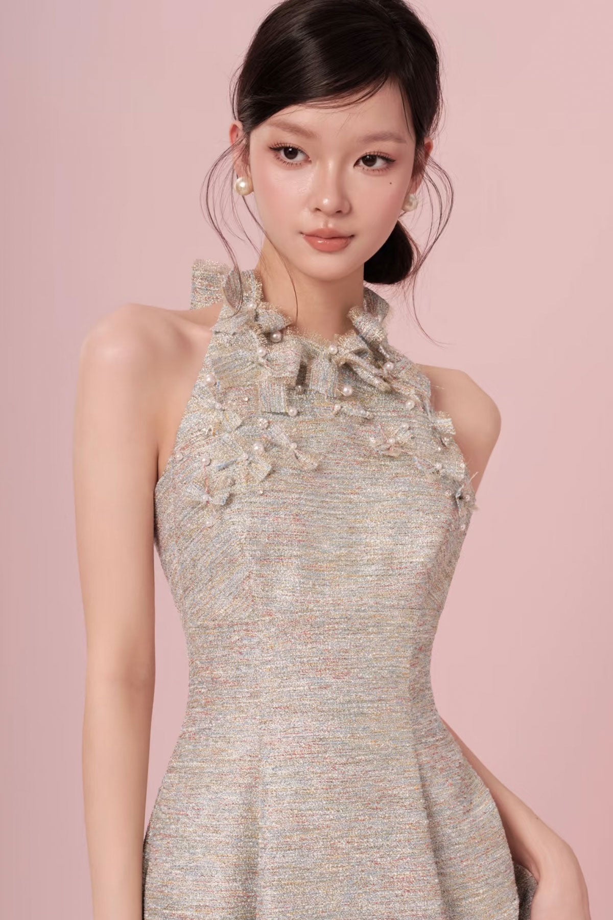 DG Graident Bow Halter Gown