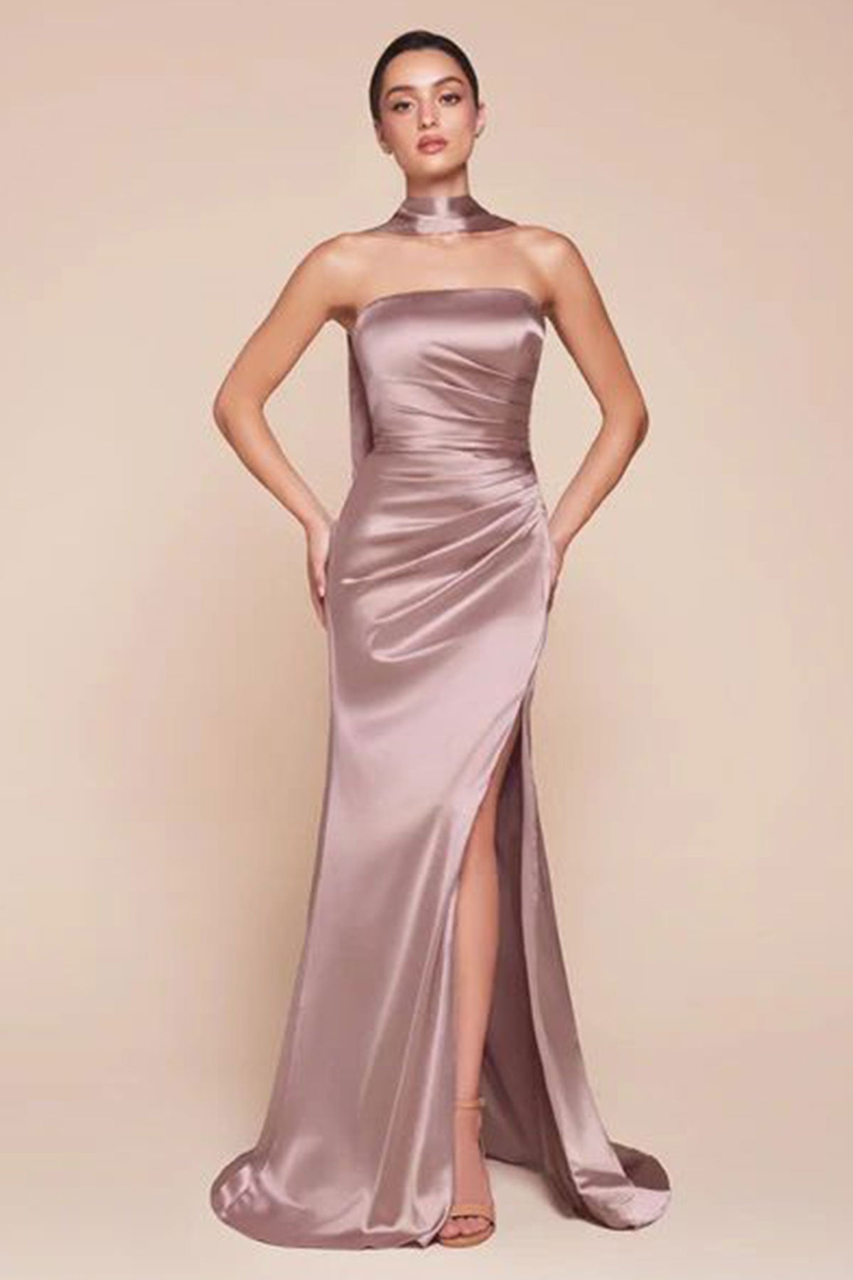 CD Theresa Dusty Pink Satin Gown