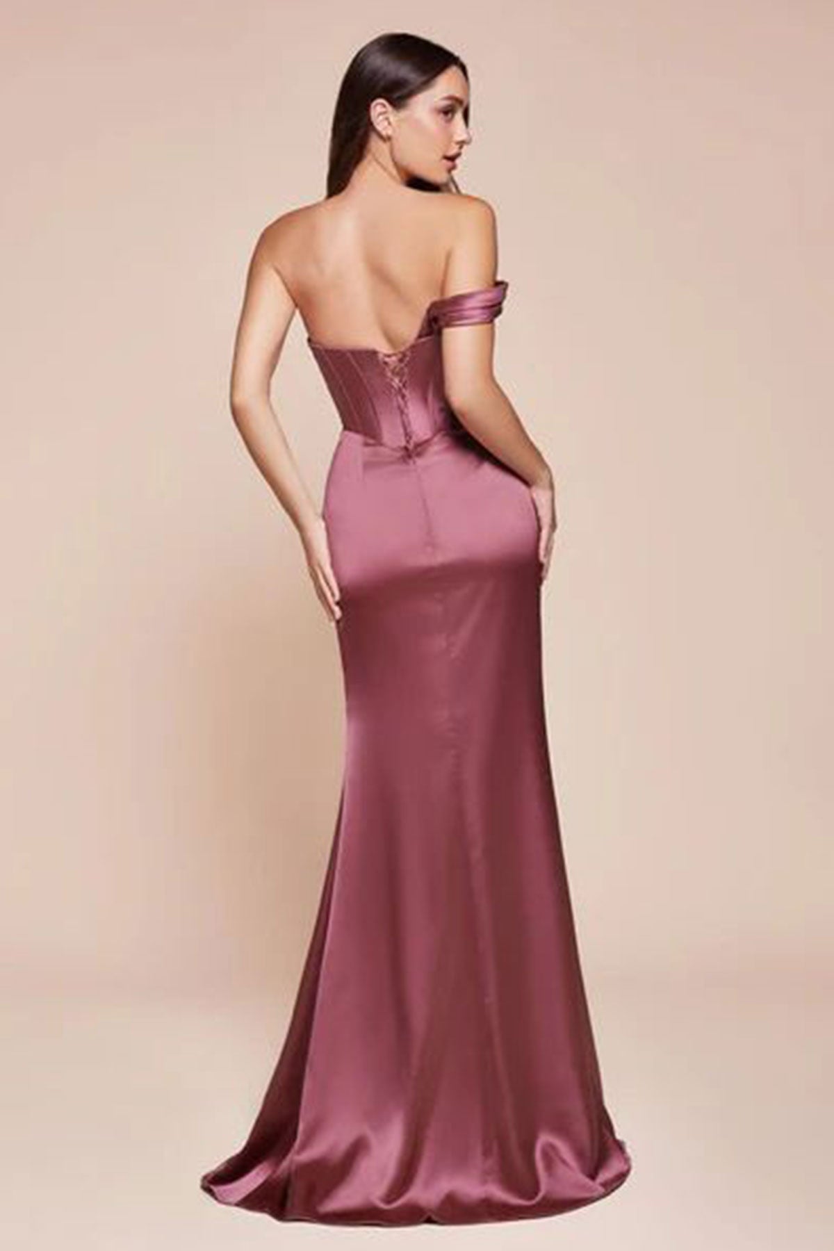 CD Valerie Mauve One Shoulder Satin Gown