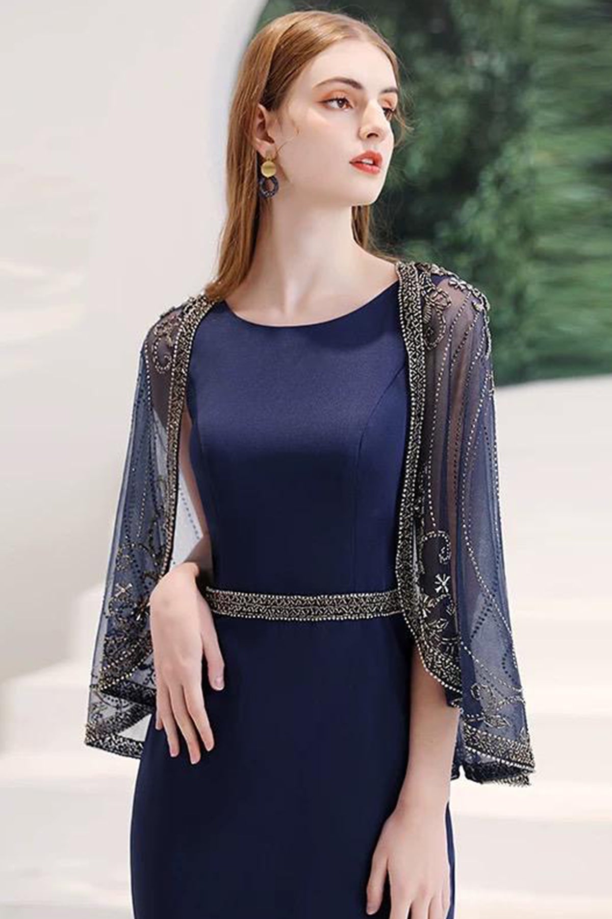 GH Cassie Navy With Cape Gown