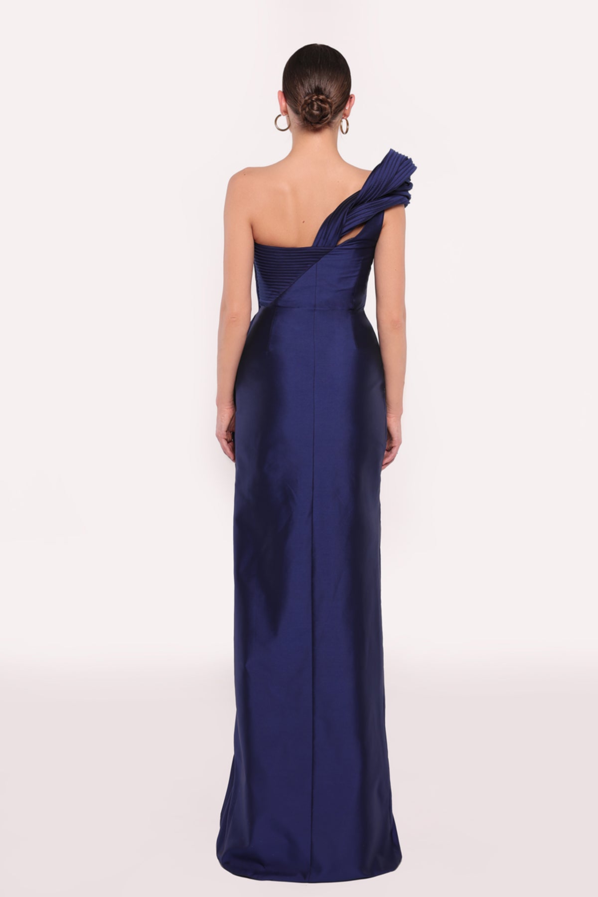 TE Navy One Shoulder Gown