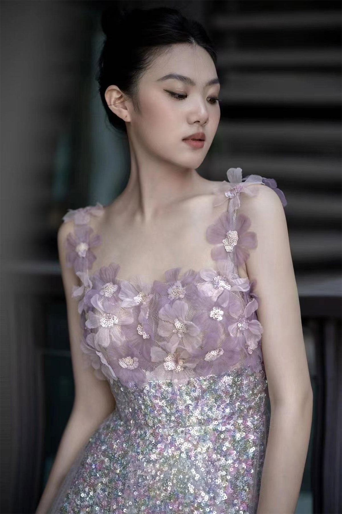 JZW Addy Purple Shinning Gown