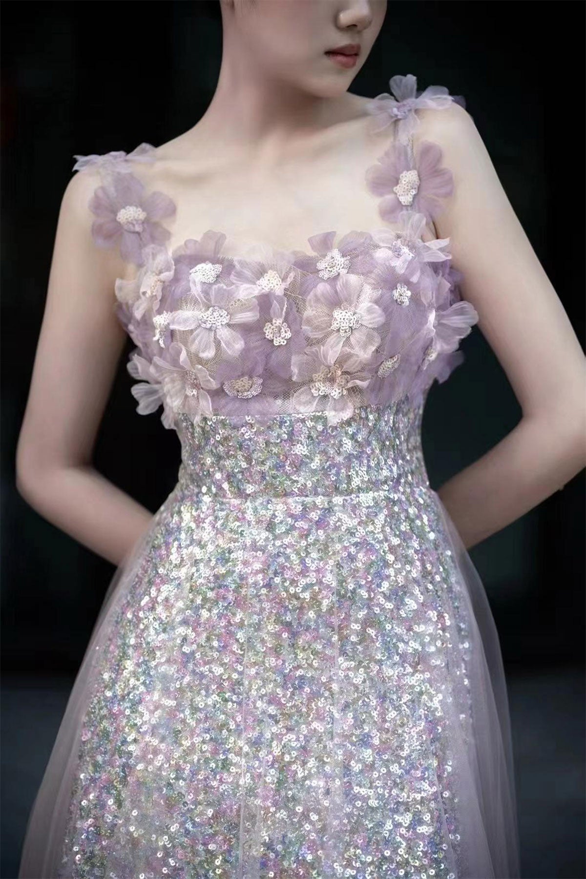 JZW Addy Purple Shinning Gown