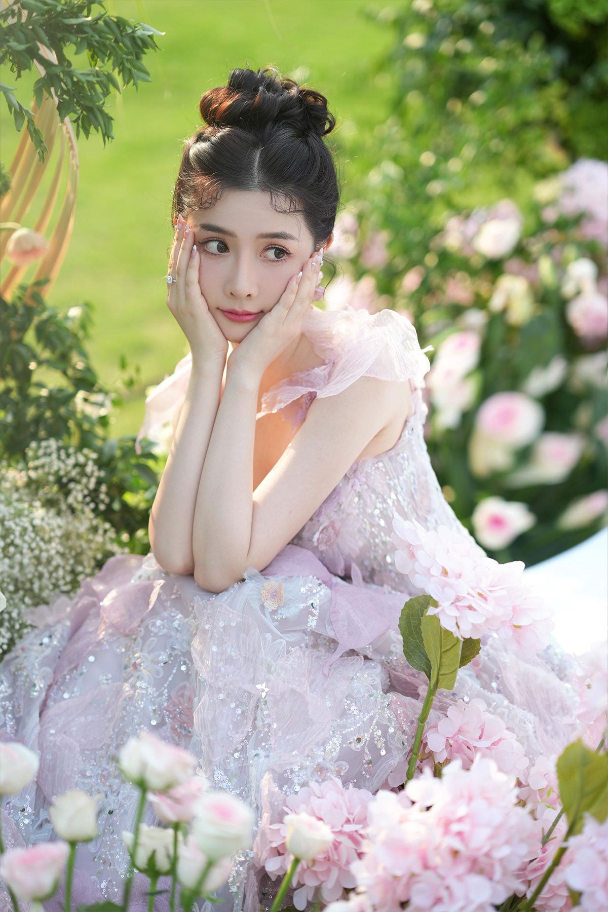 JZW Hattie Purple Floral Gown