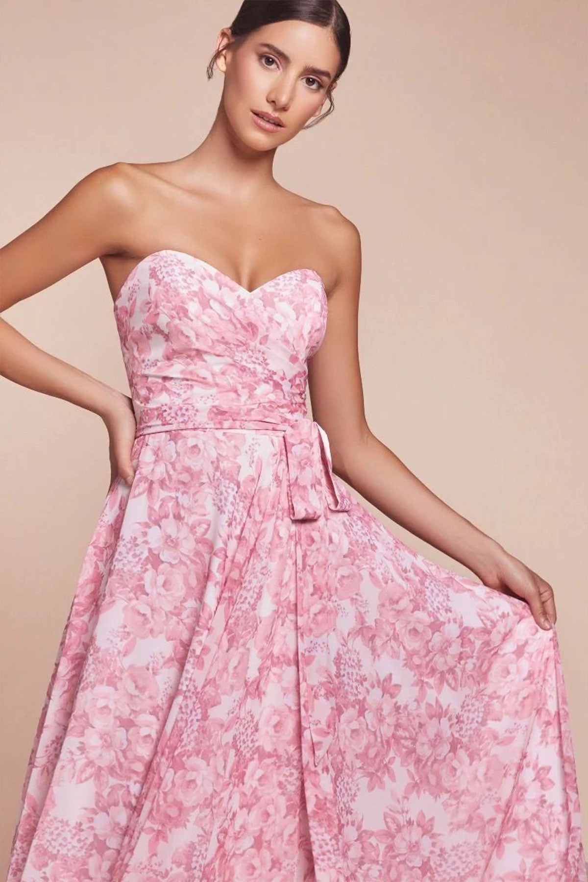 CD Adina Blush Flare Floral Gown