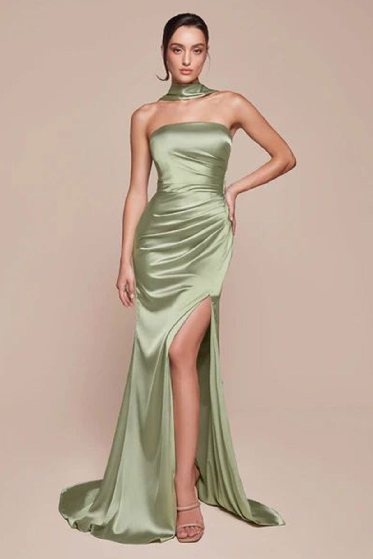 CD Theresa Sage Satin Gown