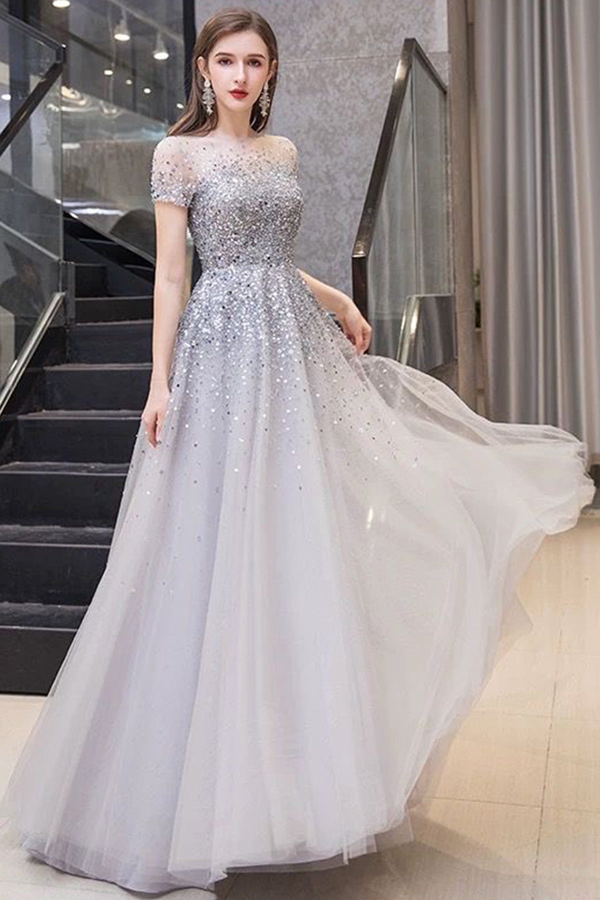 GH Deme Crystal Silver Gown