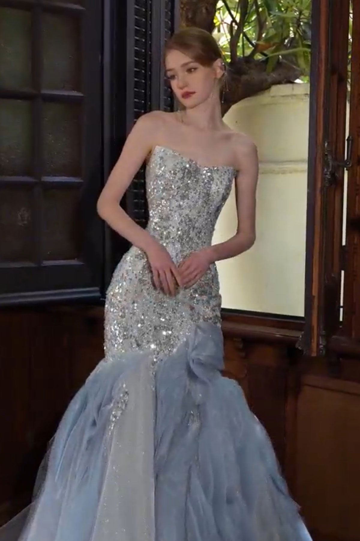 LF Rain Silver Trumpet Gown