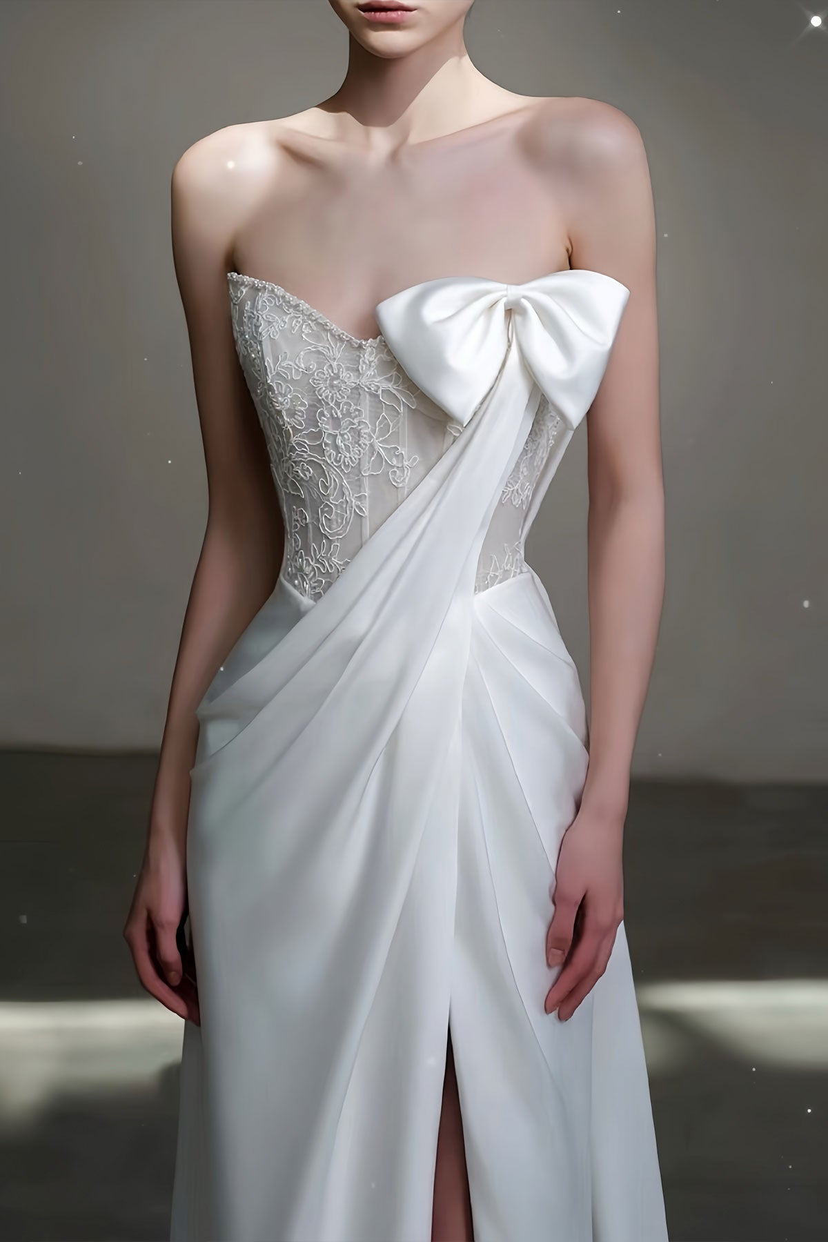LX Bow Satin White Gown