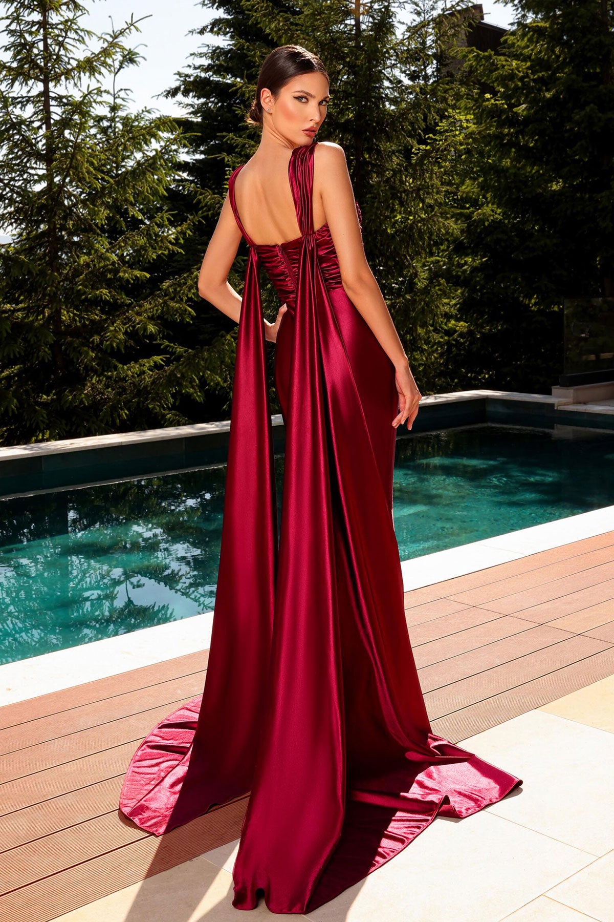 JA Tesa Sweetheart Burgundy Satin