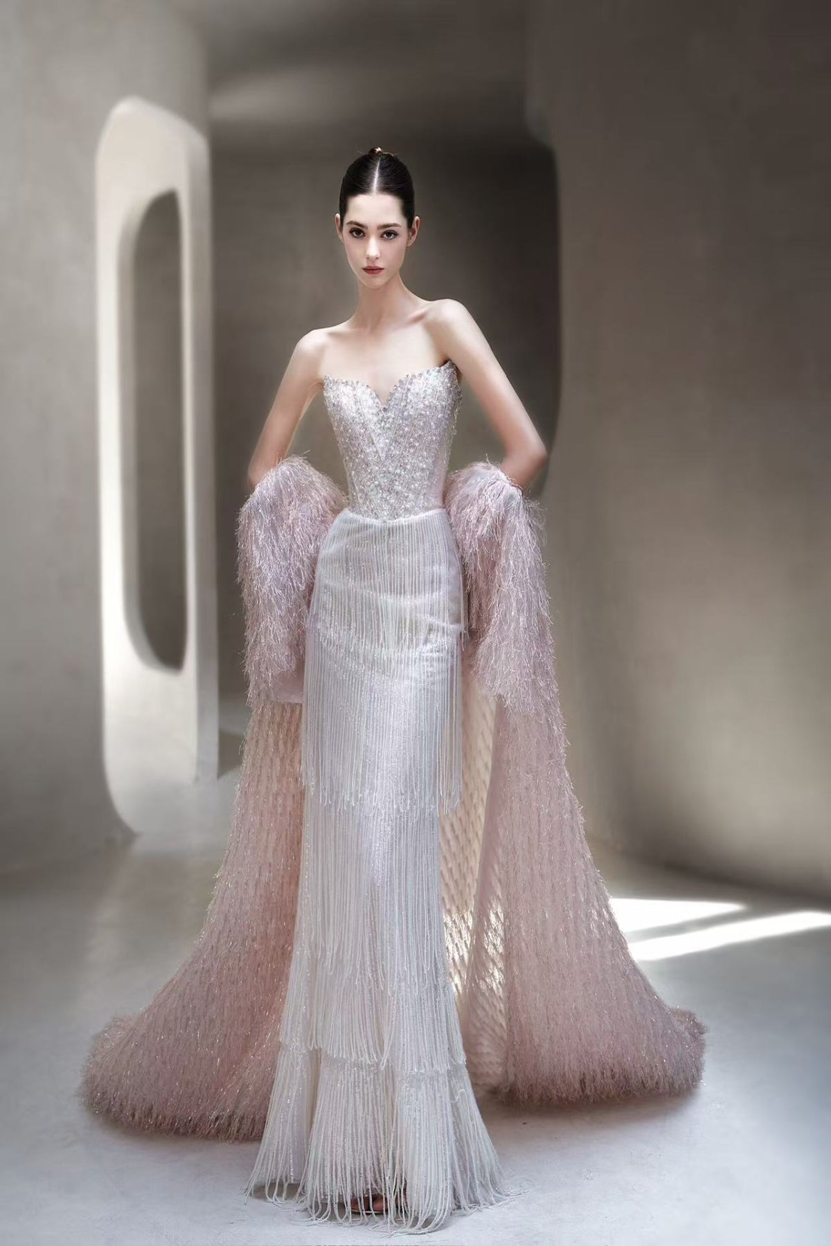 LX Iris Beaded White Gown