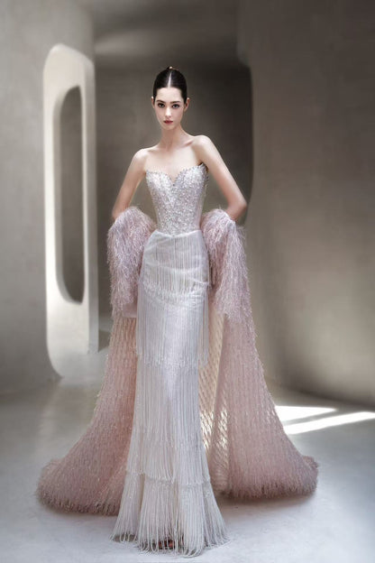 LX Iris Beaded White Gown