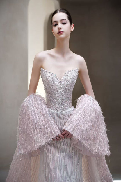 LX Iris Beaded White Gown