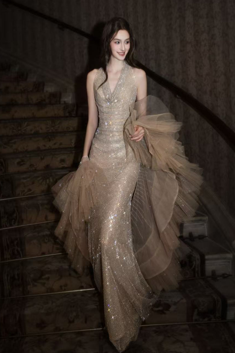 SS Julia Gold Halter Gown