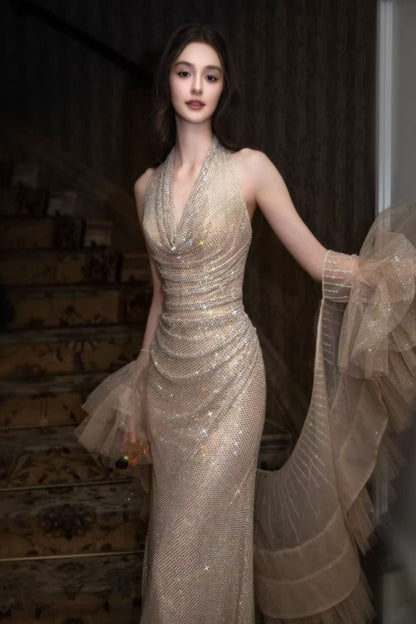 SS Julia Gold Halter Gown