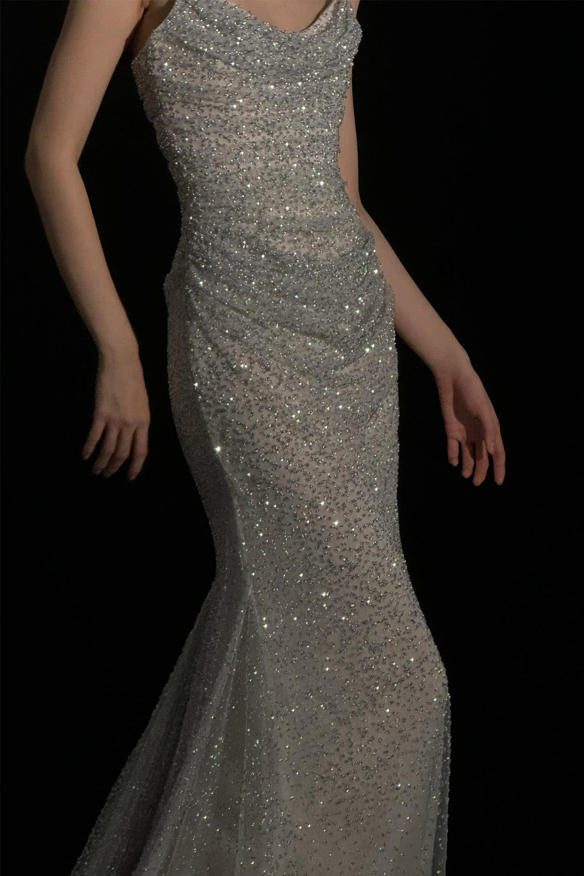 CS Crystal Silver Stone Cape Gown