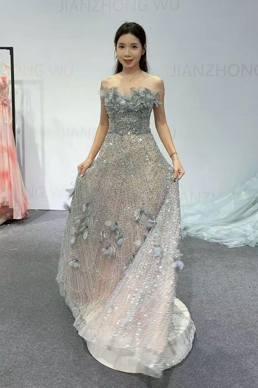 JZW Floral Blueish Gown