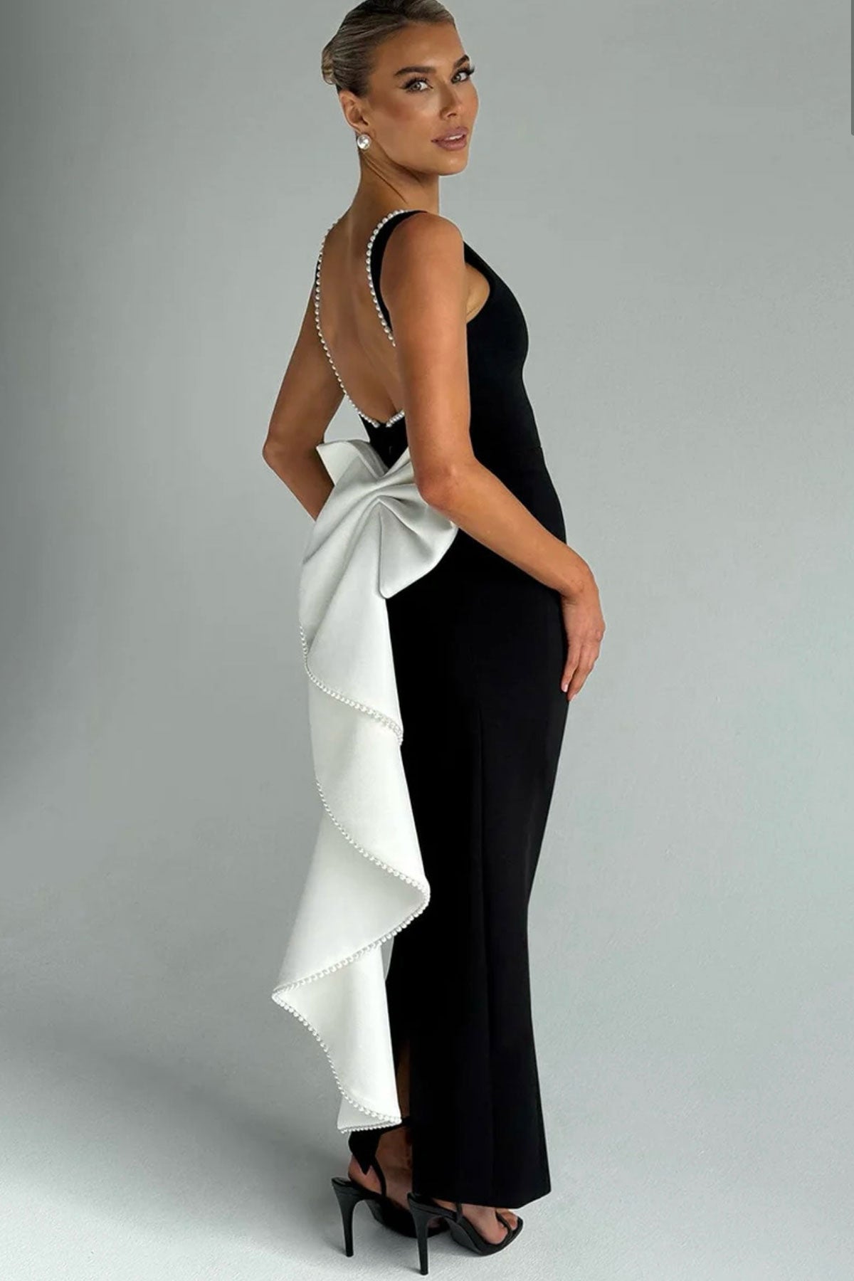 Boo Roma Black White Bow Gown