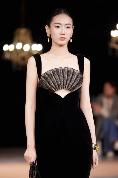 BY Oriental Black Fan Gown