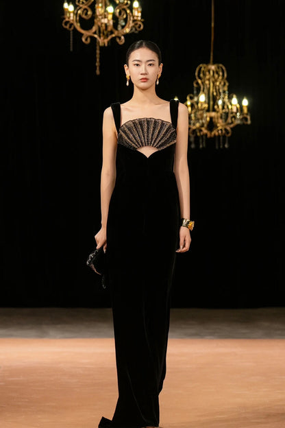 BY Oriental Black Fan Gown