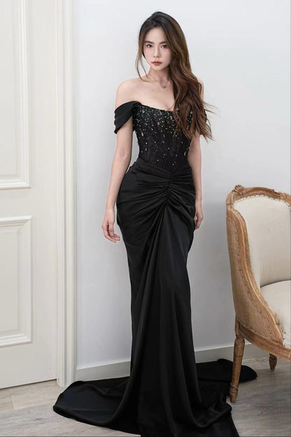 CS Yvette Black Mermaid Gown