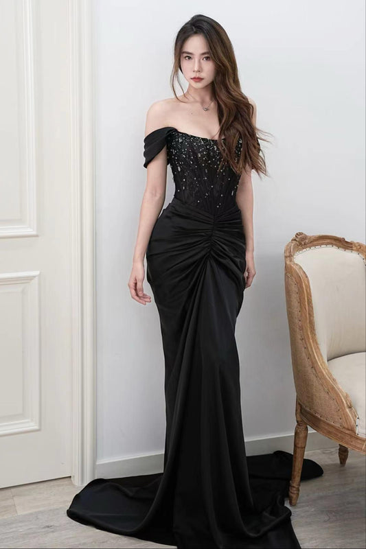 CS Yvette Black Mermaid Gown