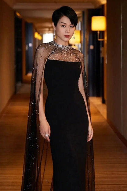 GH Georgia Black Cape Gown