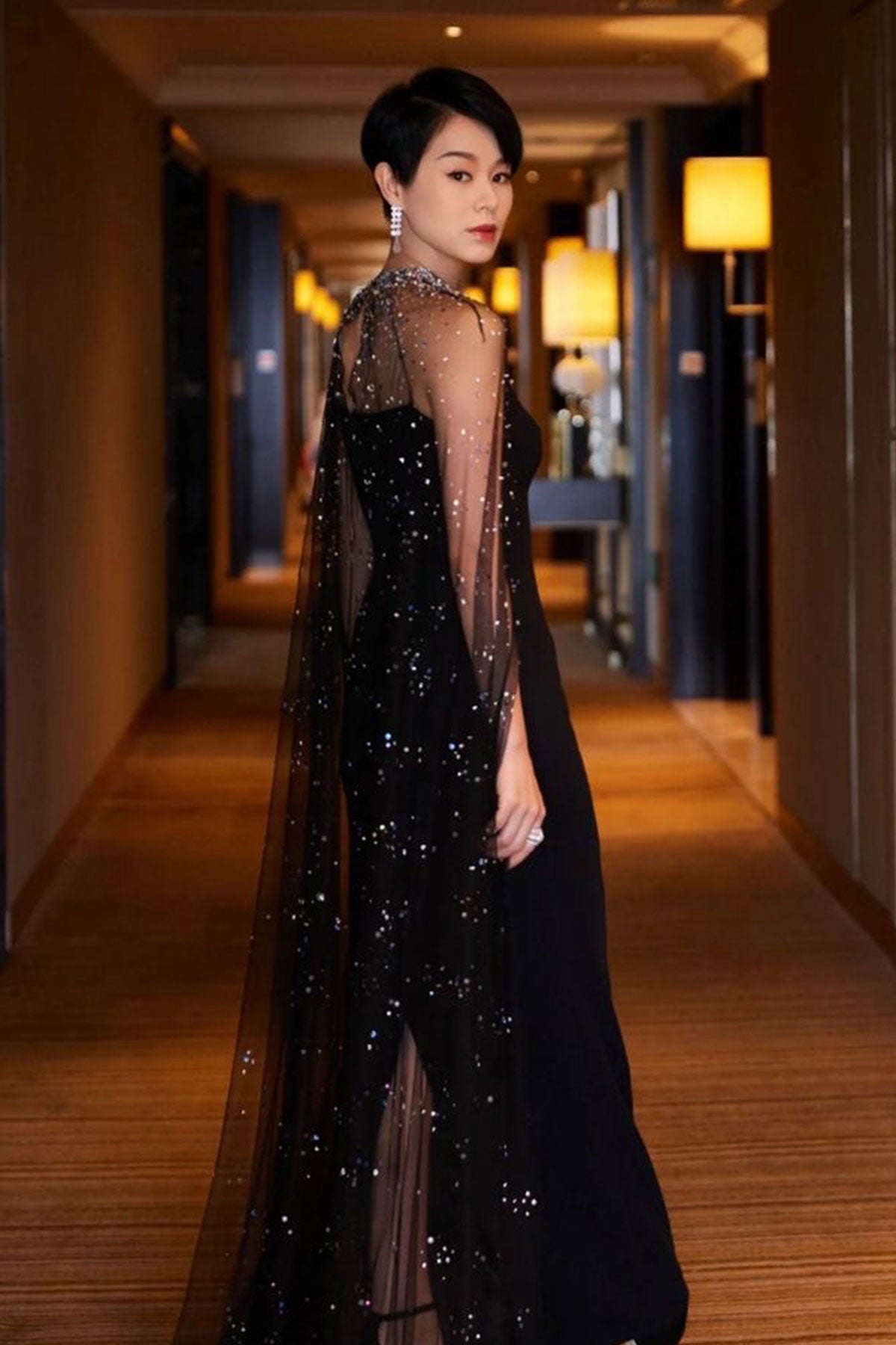 GH Georgia Black Cape Gown