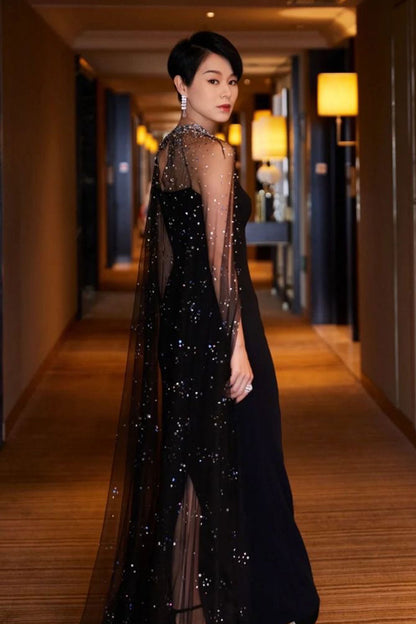 GH Georgia Black Cape Gown