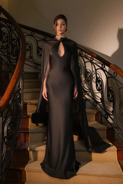 VD Rosie Black Cape Gown