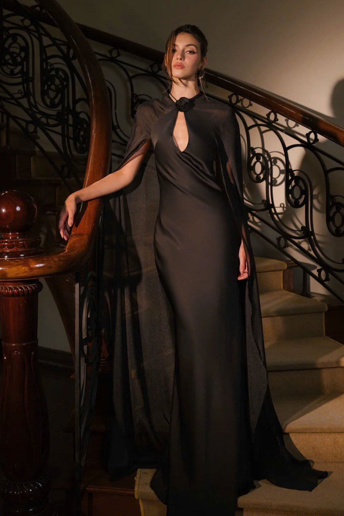 VD Rosie Black Cape Gown