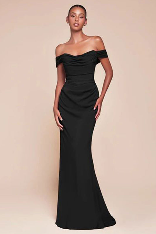 CD Bell Black Chiffon Mermaid Gown