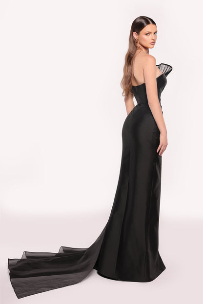 TE Fan Black Mermaid Gown