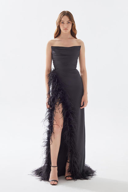 TE Eliza Furry Black Gown
