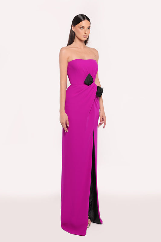 TE Natalie Fuschia Bow Gown