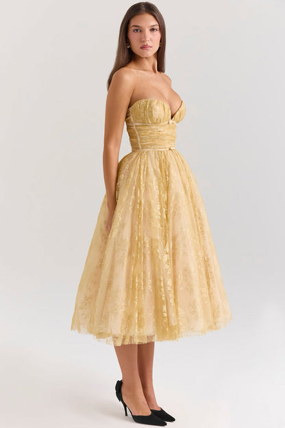 CB Bellsa Gold Midi Gown
