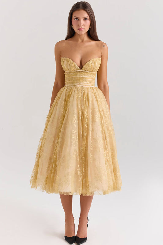 CB Bellsa Gold Midi Gown