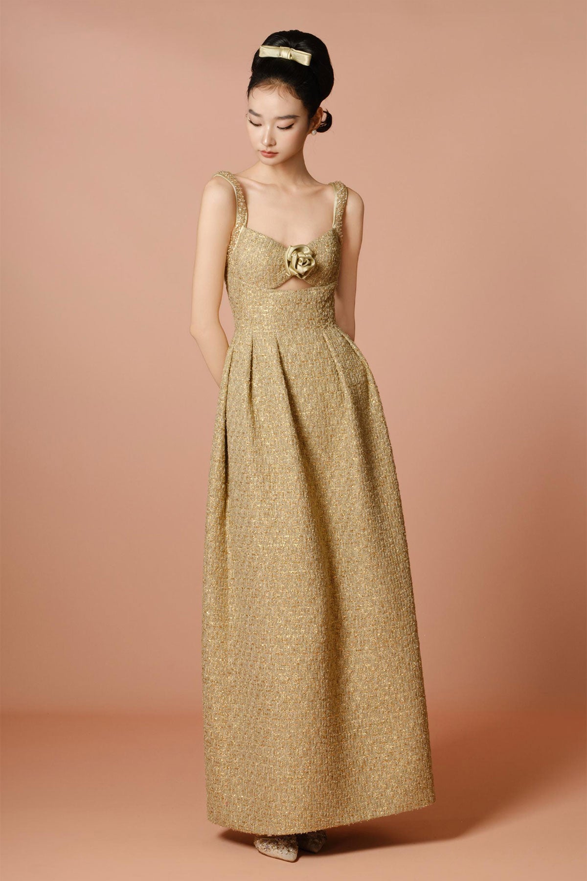 DG Chanel Gold Rose Gown