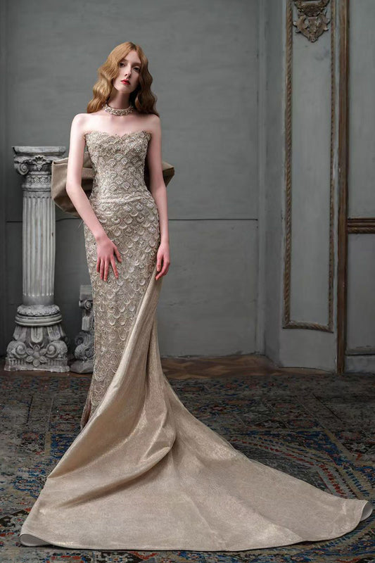 KM Venus Gold Mermaid Gown