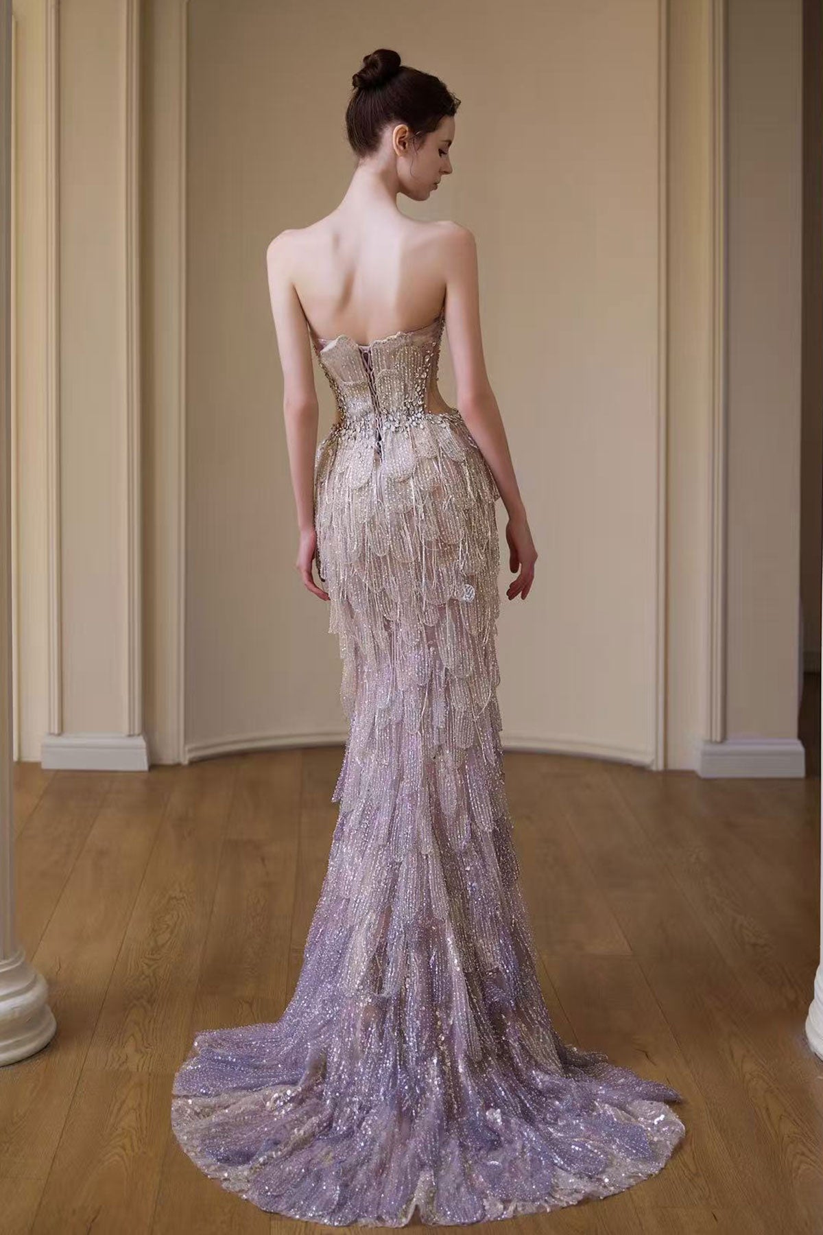 LH Scale Gold Mermaid Gown