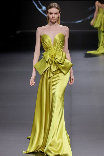GH Pistachio Sweetheart Satin Gown