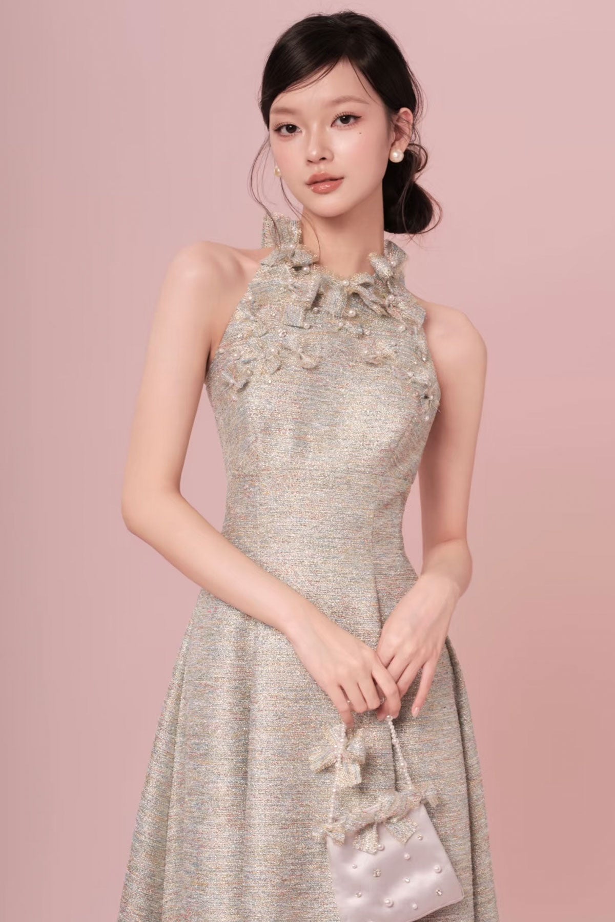 DG Graident Bow Halter Gown
