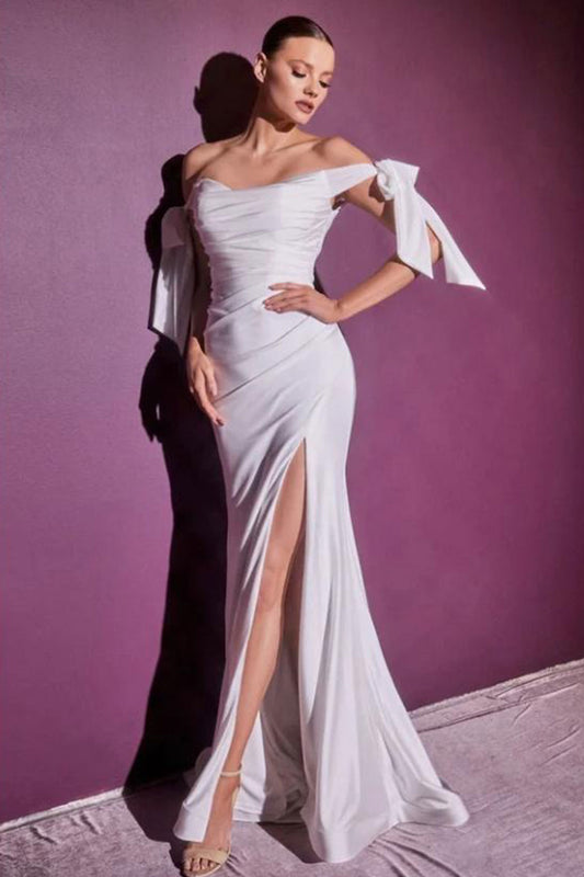 GH Rina Ivory Bow Satin Gown